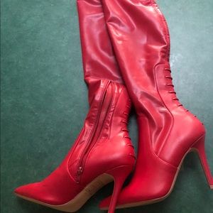 Red Thigh High Boots